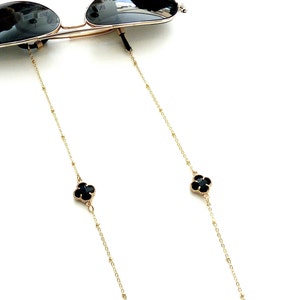 Schwarze Kreuz Brillenkette, Gold Brillenkette mit schwarzen Kreuz Perlen, Lanyard Kette, Sonnenbrillen Halskette, Lesebrillen Kette
