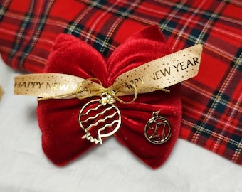 Gold Pomegranate lucky charm 2027 Velvet Bow new year ornament Greek gouri gift