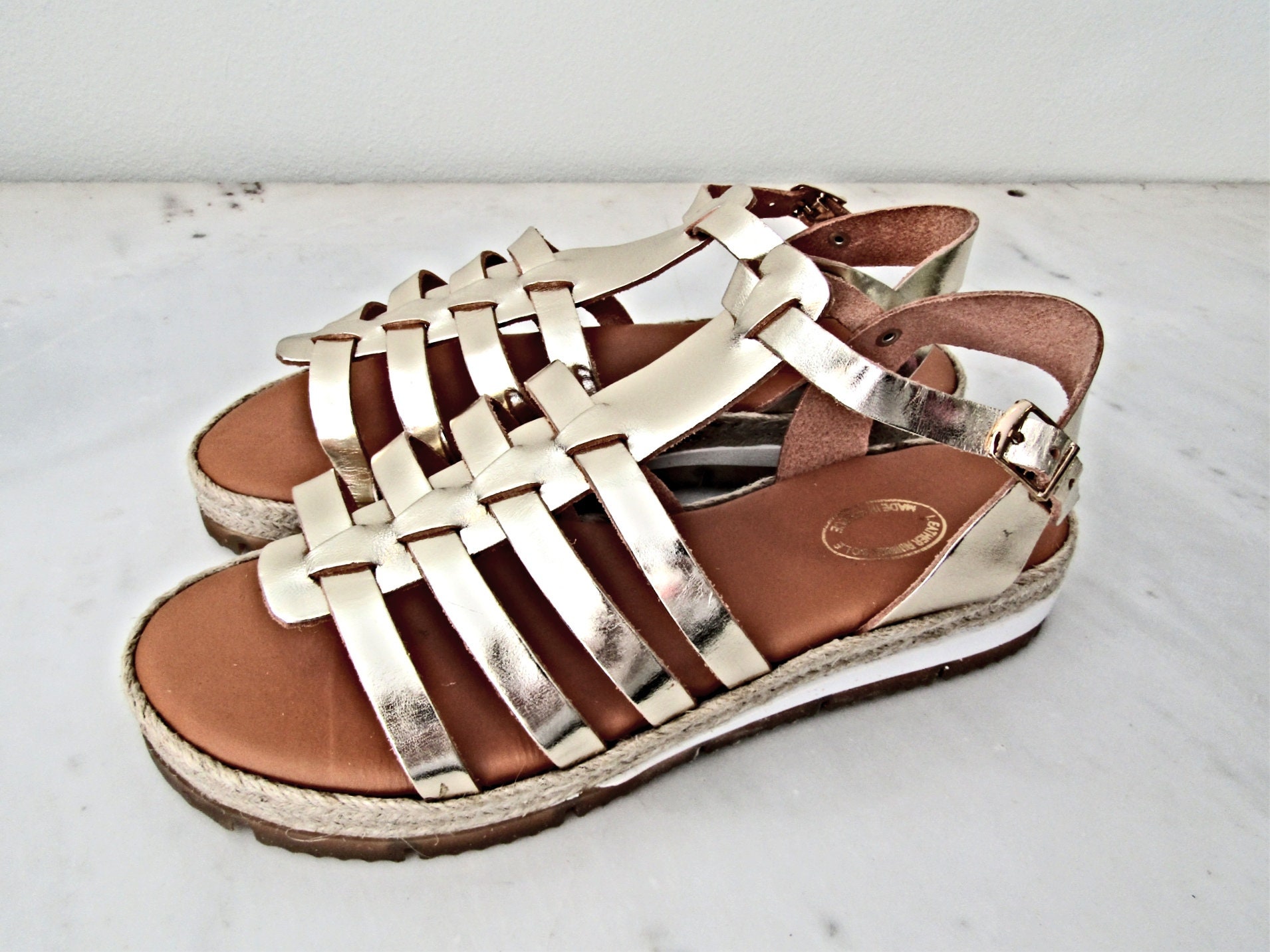 david jones gold sandals