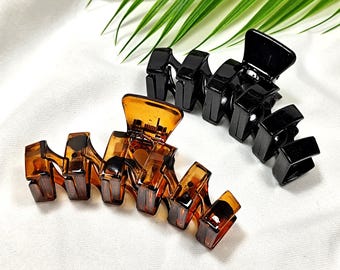 Hair claw clip, Hair black claw clip for thick hair, Fashion trend hair accessories, Acrylic zic zac hair claw clip, Gift for her