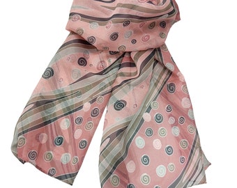 Φουλάρι ροζ με γεωμετικά σχέδια, Pink scarf with geometric pattern