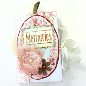 Vintage mini album, Scrapbook mini album, Shabby chic photo album, Memories photo book, Romantic mini album, Gift for herRemeber mini album