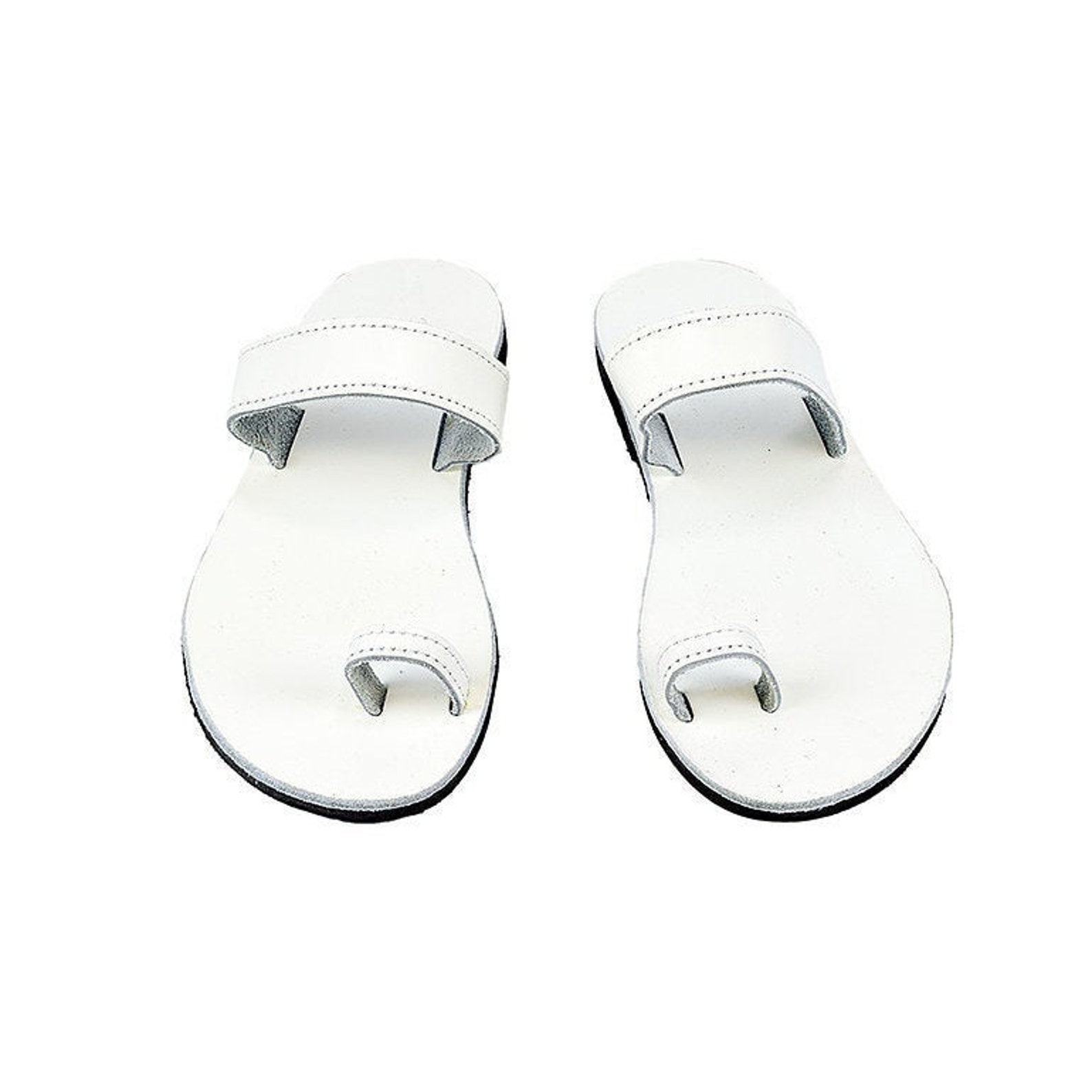 White Toe Ring Sandals/ White Greek Leather Sandals/ Summer Etsy