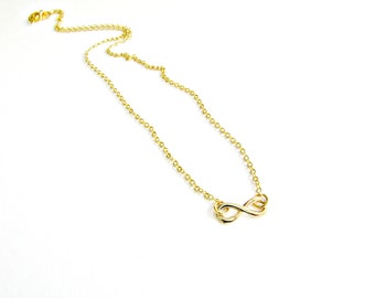 Infinity necklace, Gold infinity necklace, Dainty necklace, Bridal jewelry, Love necklace, Simple necklace, Tiny necklace