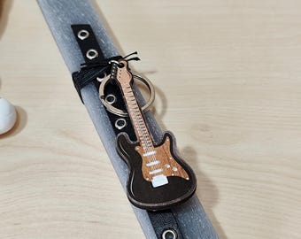 Easter candle grey with guitar for Orthodox Pascha, Traditional Greek lambada candle with wooden keychain, Orthodox Pascha candle