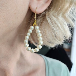 Pearl drop earrings, Wedding earrings, Bridal pearl earrings, Dainty pearl earrings, Elegant earrings, Birthday gift image 1