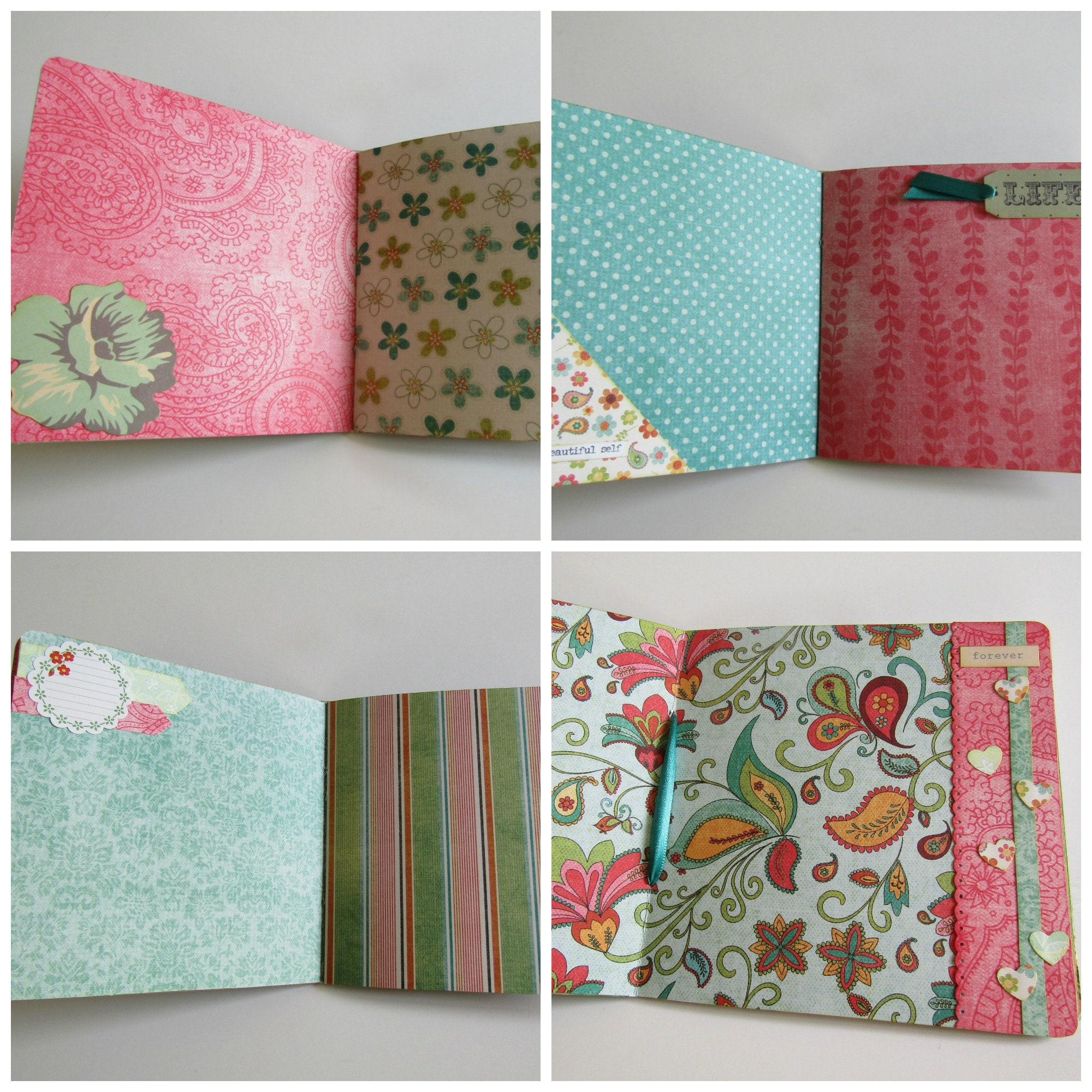 Floral scrapbook mini album / Premade pages album/ Spring photo mini