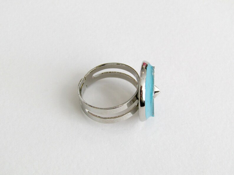 Blue ring Blue sea and boat ring Nautical ring Sea ring Round adjustable ring Blue turquoise ring Cocktail ring Gift for her