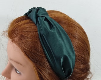 Στέκα με κόμπο πράσινη σατέν /   Green satin headband