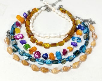 Sea shell anklet, Handmade anklets, Beaded Sea shell anklets, Coastal-inspired anklets, Boho anklets, Fashion anklets, Beach jewelry