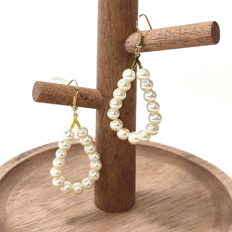 Pearl drop earrings, Wedding earrings, Bridal pearl earrings, Dainty pearl earrings, Elegant earrings, Birthday gift image 3