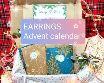 Jewelry advent calendar earrings, Earrings 8 days of Christmas, Gift for her, Jewelry gift for daughter, Advent calendar Christmas countdown