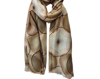 Brown geometric scarf, Large shawl, Everyday scarf, Mother's day gift, Ladies Women's Fashion, All seasons scarf, Women accessories