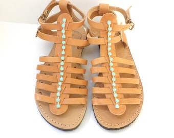 Gladiator sandals, Spartan sandals, Greek leather sandals,Summer flats, Genuine leather sandals, Women summer flats,Beach shoes