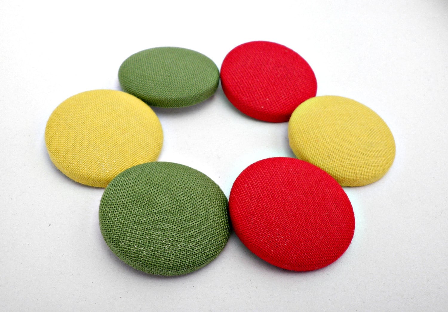 Covered Buttons Fabric Buttons Red Fabric Buttons Yellow Fabric