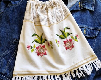 Upcycled vintage embroidery tote bag, Greek handmade boho bag