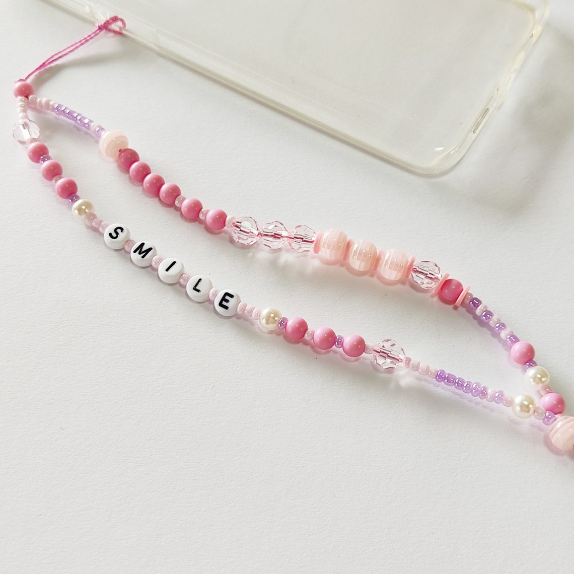 Bracelet de téléphone rose bracelet perlé de téléphone Etsy France