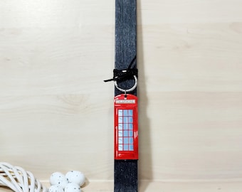 Black aromatic easter candle for Orthodox Pascha with keychain red phone booth, Easter candle for Holy Saturday, Gift for Greek Easter