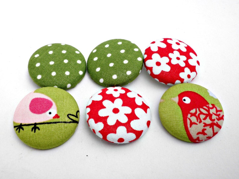 Red Floral Buttons Covered Fabric Buttons Sewing Buttons Etsy