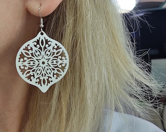 Silver filigree dangle earrings, Long earrings, Elegant earrings, Silver earrings, Filigree earrings, Delicate earrings, Jewelry women gift