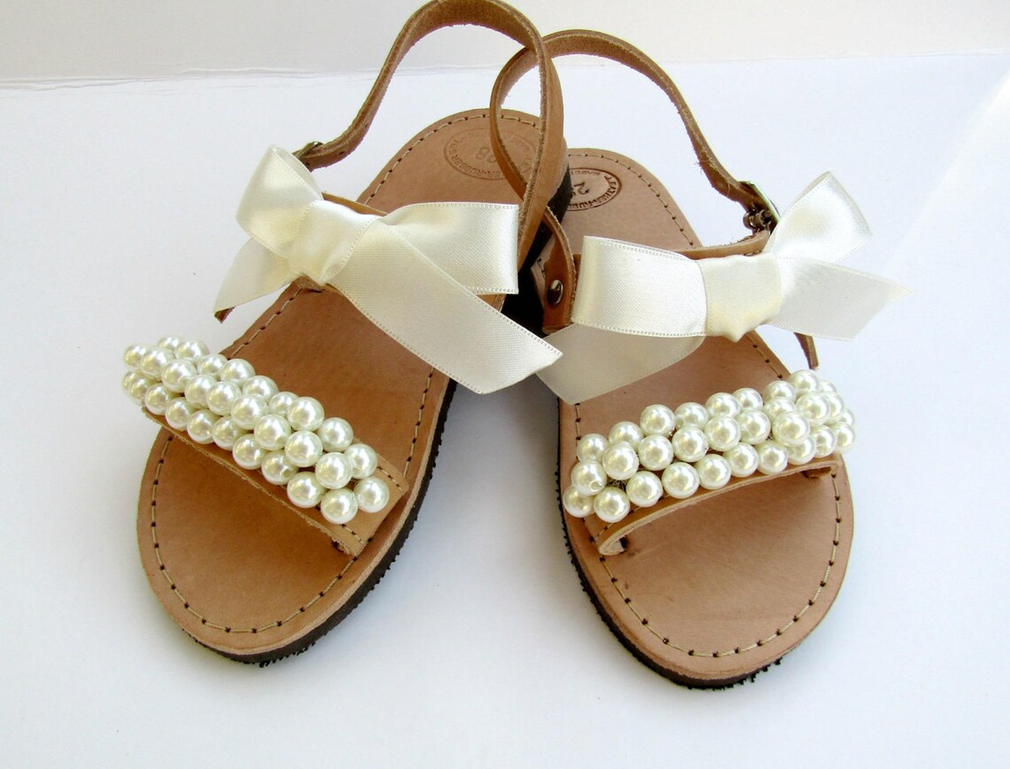 Flower Girl Sandals / Wedding Sandals / Girl Sandals/ Ivory Etsy