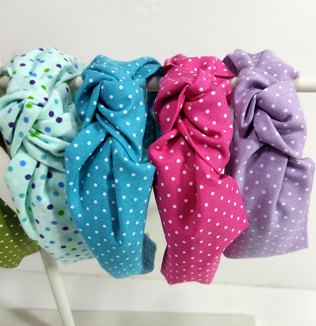 Polka Dot Knotted Headband, Cotton Hair Band - Etsy
