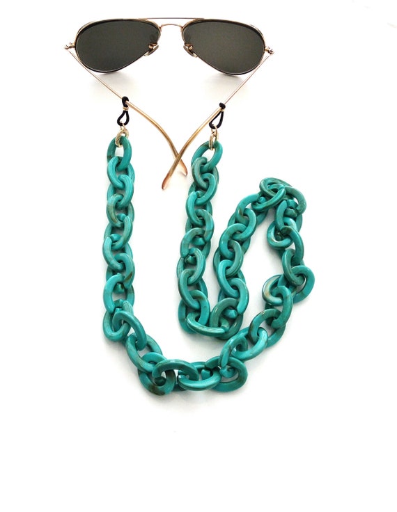 Chaîne Lunettes 75cm - Perles Écaille/Turquoise/Violet - Accessoire Anti-Perte Style