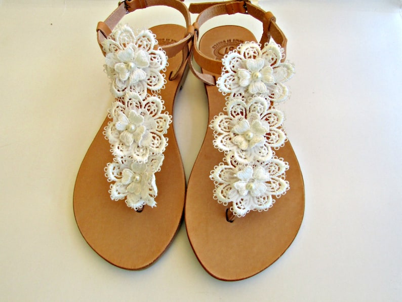 Beach Wedding Sandals Greek Leather Sandals Sandals With White Etsy