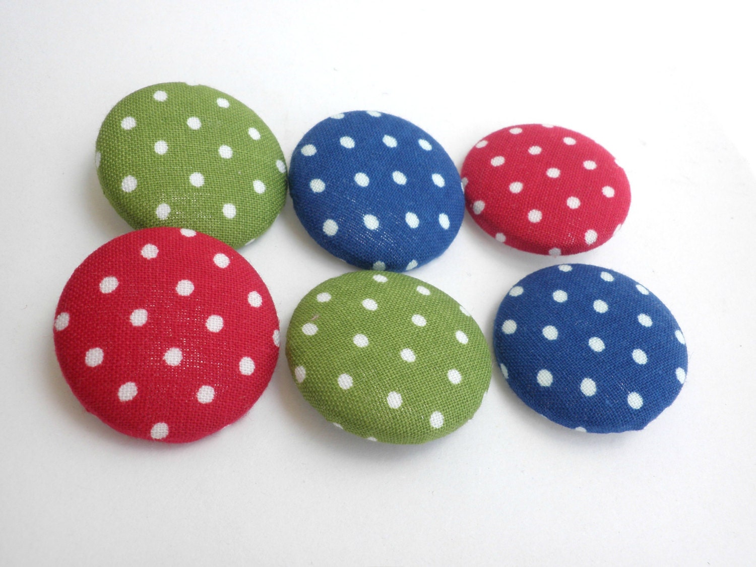 Polka dots buttons Blue buttons Sewing buttons Green polka dots