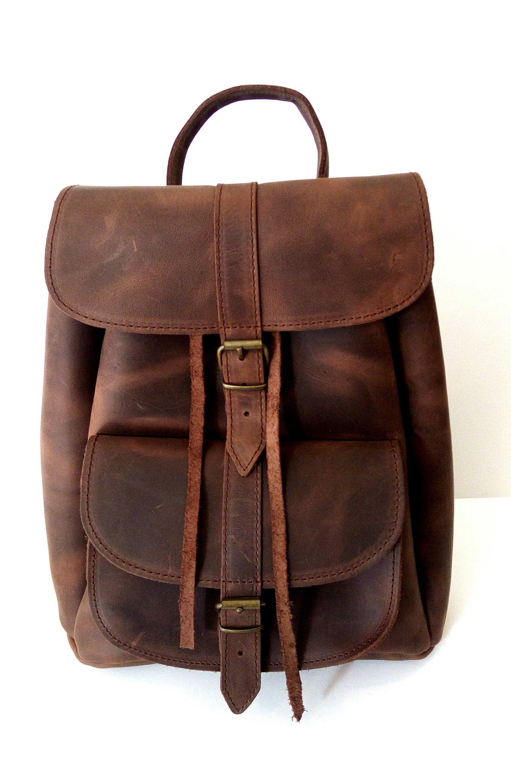 Δερμάτινο καφέ σακίδιο / Brown leather backpack