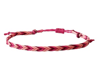 Πλεκτό βραχιόλι ποδιού ροζ αποχρώσεις Wooven pink anklet