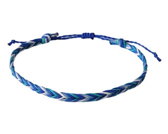 Πλεκτό βραχιόλι ποδιού μπλε αποχρώσεις Wooven blue anklet