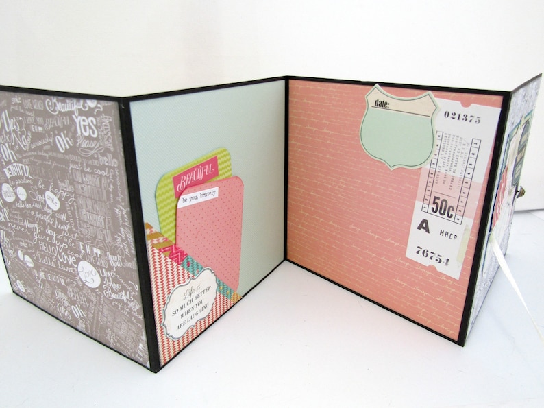 Accordion mini album Ready to ship Memories Photo book Premade pages Gift for her Bicycle album Scrapbook mini album Handmade album
