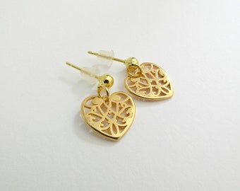 Επίχρυσα σκουλαρίκια με καρδιές  / Gold heart earrings