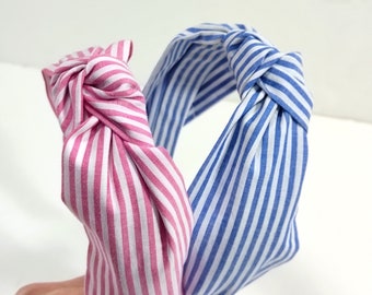 Στέκα με κόμπο ριγέ  /  Stripes pink blue headband