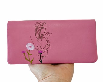 Ροζ δερμάτινο πορτοφόλι / Pink leather wallet