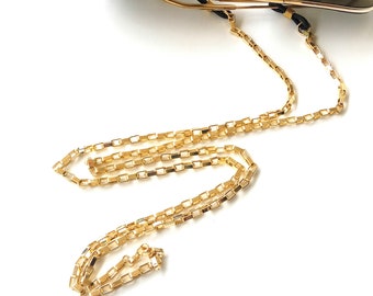 Sunglasses gold chain Unisex box eyeglass holder Gold steel box chain Sunglasses gold necklace Eyewear for men