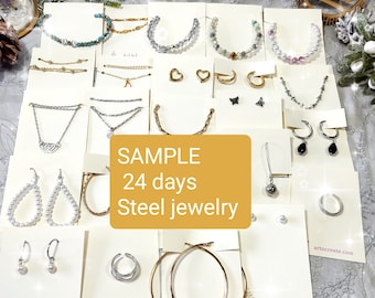 Christmas Silver gold plated Steel Jewelry 24 days advent calendar, 12 days of Christmas Advent calendar, Christmas countdown mystery box