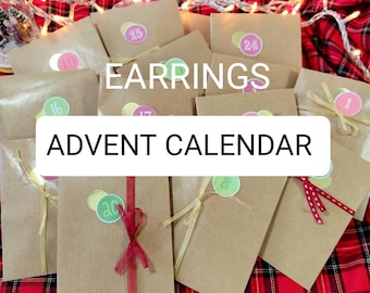 Advent calendar earrings 24 days, Jewelry advent calendar, Earrings 12 days of Christmas, Advent filled gift bag for Christmas countdown