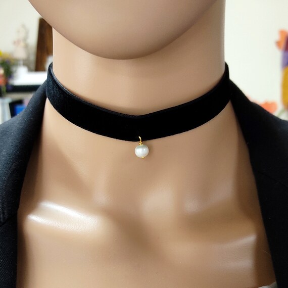 Clataly Collana Choker In Velluto Nero Con Perle Finta Perla – Gioiello Vintage Per Donne E Ragazze - 2