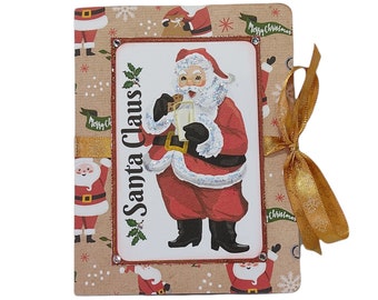 Christmas mini album, Christmas in July, Santa Claus mini album, Retro Christmas, Handmade Christmas gift, New year gift,  Ready to ship