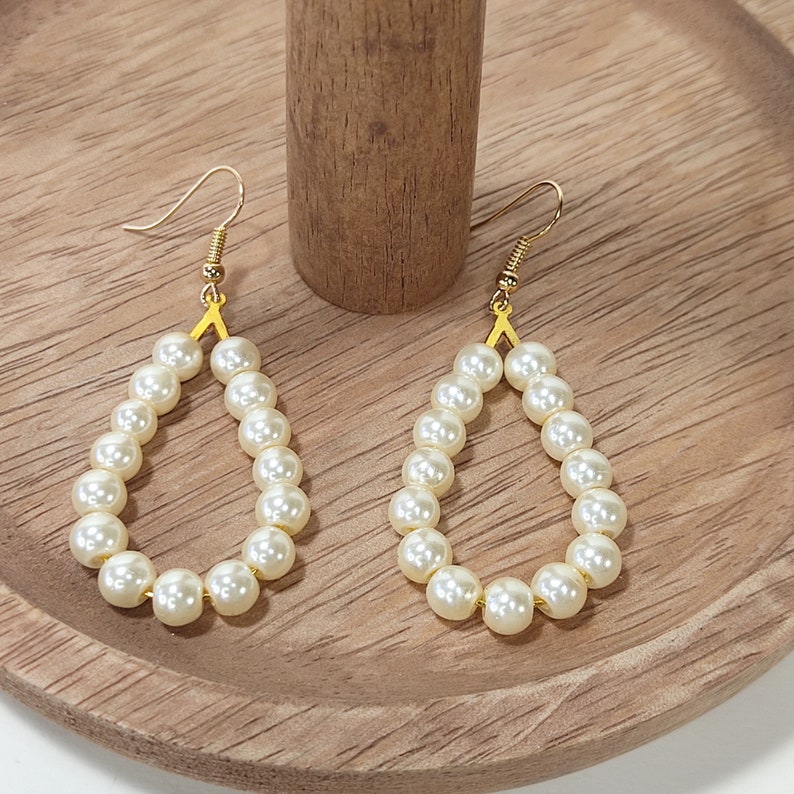 Pearl drop earrings, Wedding earrings, Bridal pearl earrings, Dainty pearl earrings, Elegant earrings, Birthday gift image 2