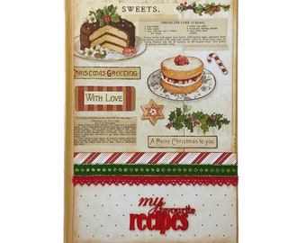 Christmas recipes Notebook, Retro recipe Book, 50's cook book, Recipe Notepad, Grocery list, Scrapbook notebook holder, Mother's day gift