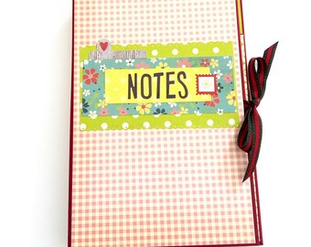 Notepad holder, Grocery list, Scrapbook notebook holder, Retro handmade notedpad holder, Teachers gift, Writers gift, Back to school notepad