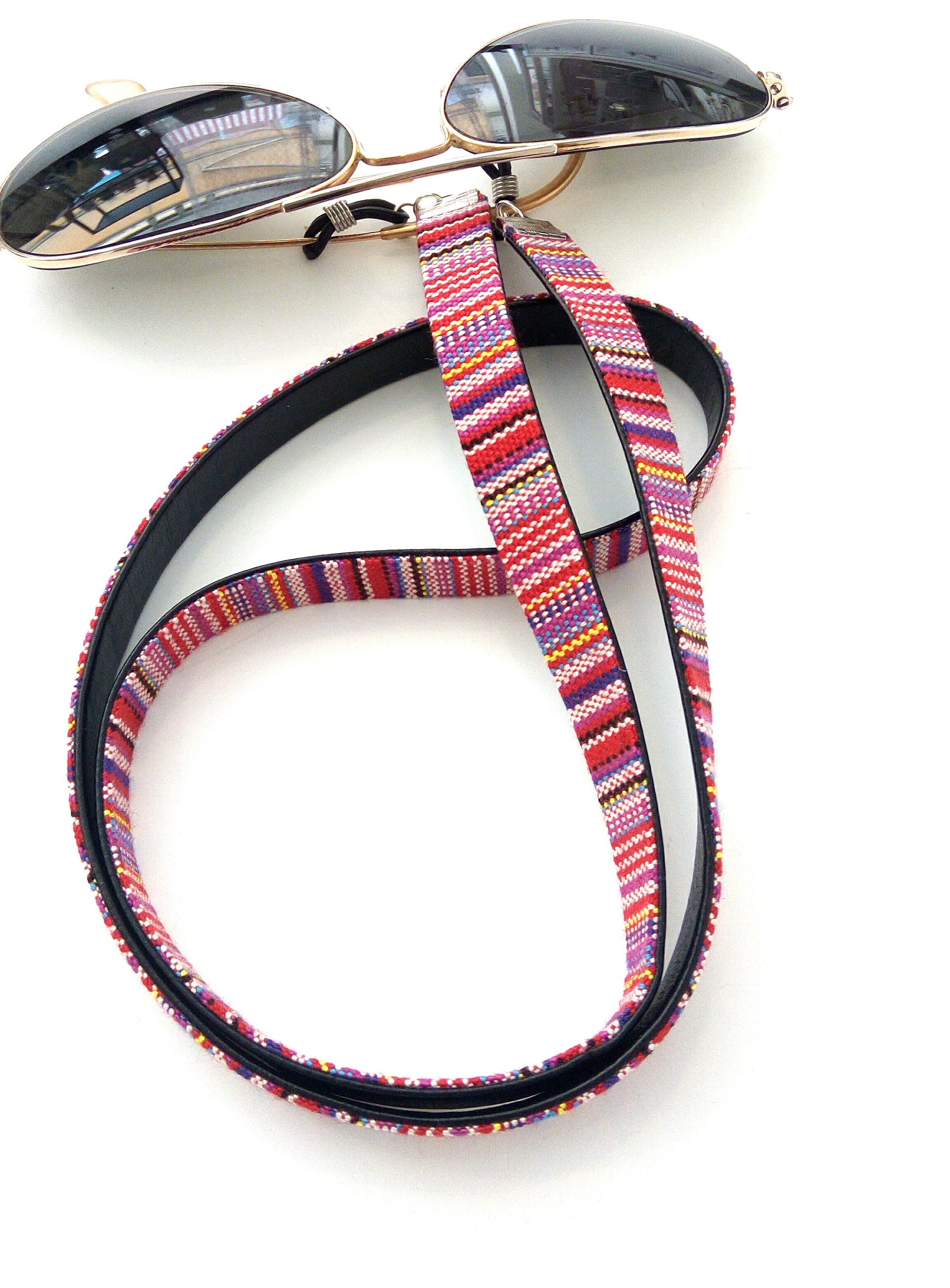 Sunglasses cord, Reading glasses necklace, Red fabric cord, Eyeglasses