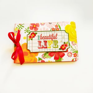 Retro mini photo album, Handmade mini album, Floral mini album, Orange polka dots album, Memories mini album, Mother&#39;s day gift