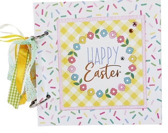 Happy easter mini album, Easter mini album, Scrapbook 6x6 album, Pastel mini album, Spring mini album, Premade decorated album