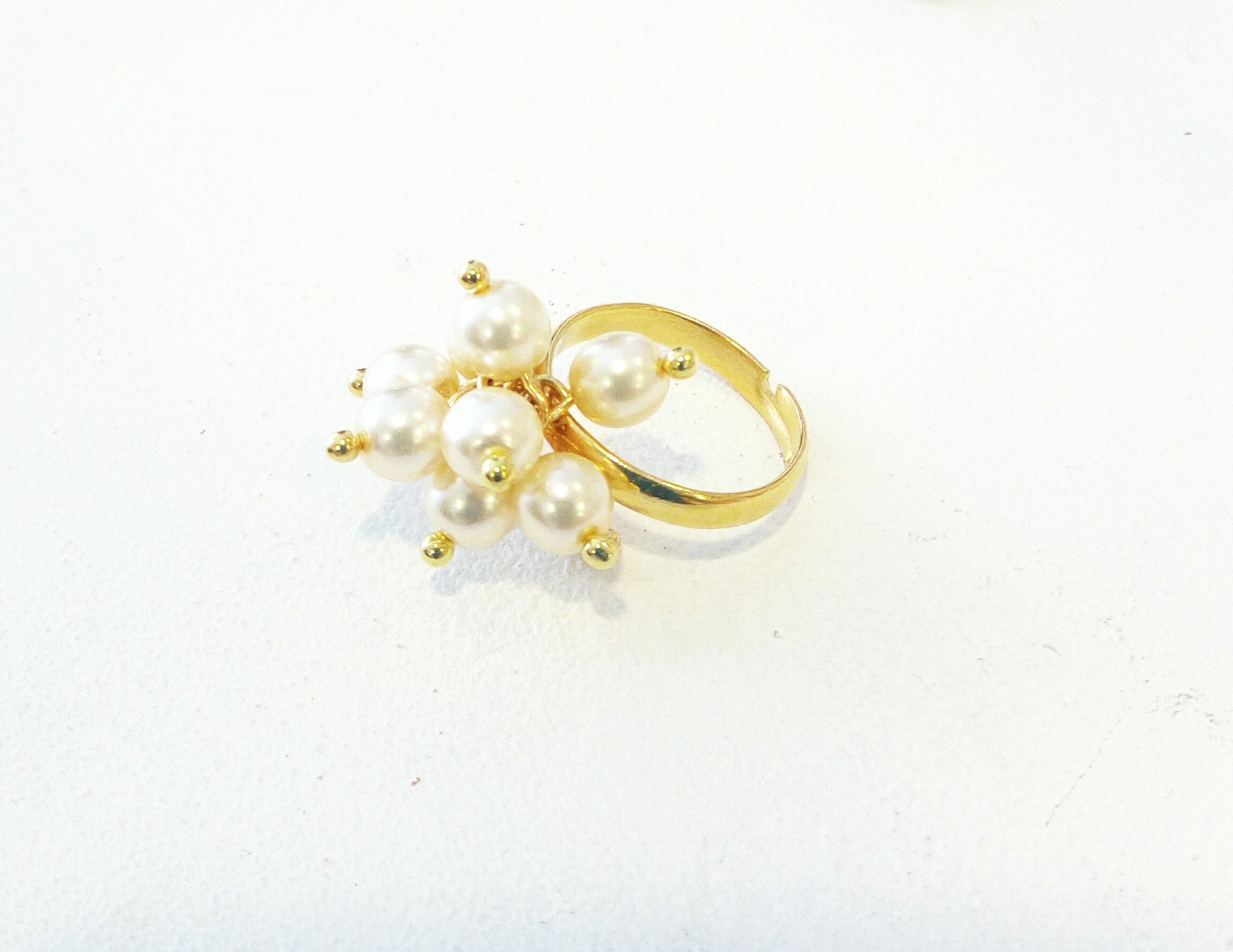 Adjustable pearl ring, Wedding ring, Pearls gold ring, Ring with pearls ...