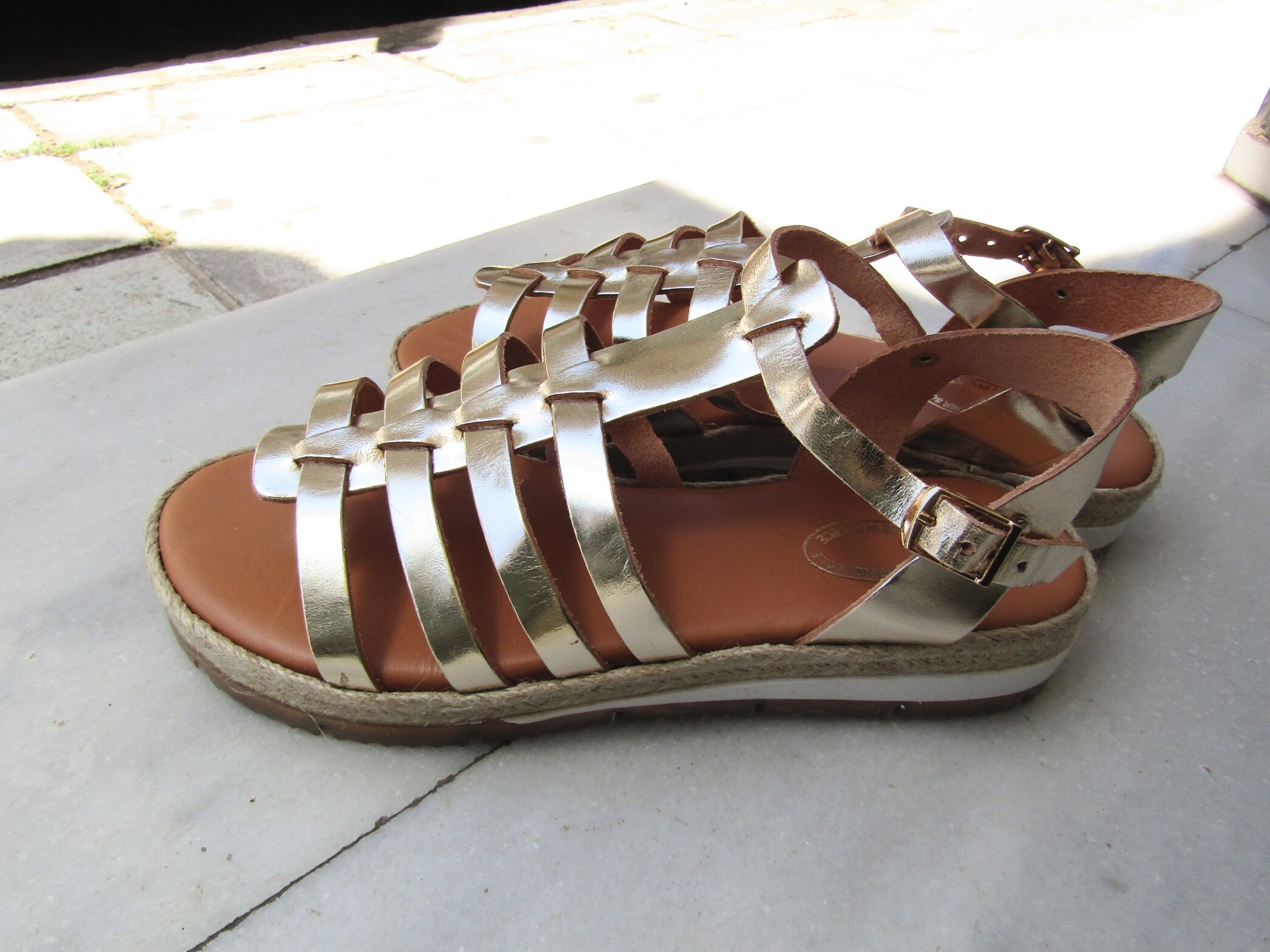 Gladiator gold sandals, Greek leather sandals, Εspadrille platform ...