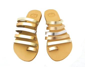 Gold sandals, Strappy sandals, Greek leather sandals, Bridal sandals, Toe ring, Summer leather sandals, Gold women sandals, Luxury sandals